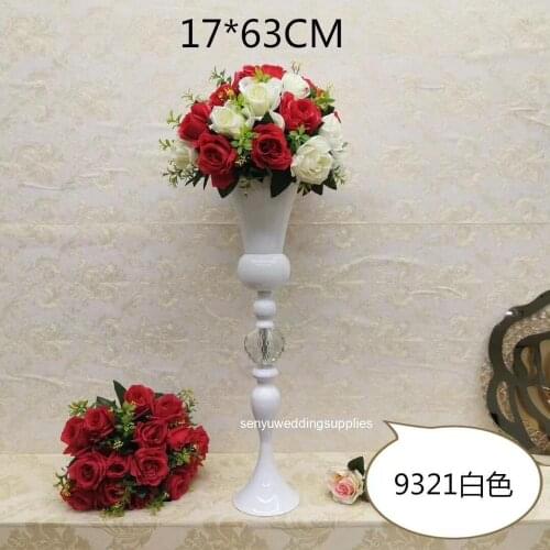 10pcs)New design white crystal candelabra with flower vase for wedding tables senyu2360