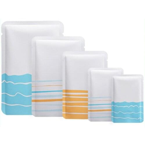 200pcs/lot Creative Color Heat Sealing Aluminum Foil Bags Open Top Matt White Powder Honey Tea Mask Packaging Pouch