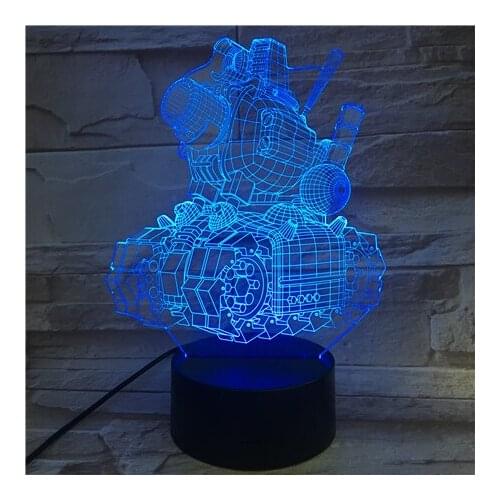 2019 Hot Selling 3D Lamp Touch Sensor Metal Slug Tank Color Changing with Remote for Christmas Decoration Led Night Light Lamp
