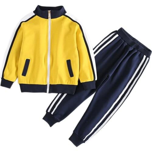 2020 Childrens Korean Japanese Student School Uniforms Clothing Girls Boy Kids Autumn Outdoor Sports Clothes Tracksuit Outfits
