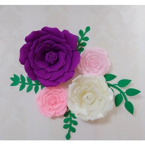 4 Piece Assorted Crepe Paper Flower Set Matched Leaves Gallery Wall Decor Nursery Decor Girls Room Decor Floral Nursery Decor