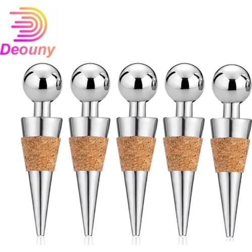 DEOUNY Reusable Bottle Wine Stopper Bottle Caps Storage Twist Champagne Wine Cork Wine Plug Vacuum Sealed Bar Accessories 5Pcs