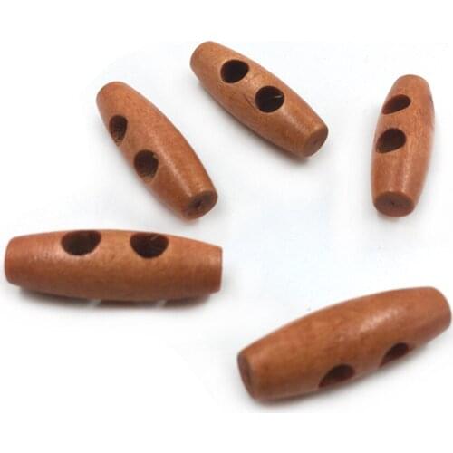 50PCs 2 Holes Wooden Buttons Sewing Horn Toggle Buttons For Coat Cloth Accessories Craft DIY And Scrapbooking 30mm*10mm