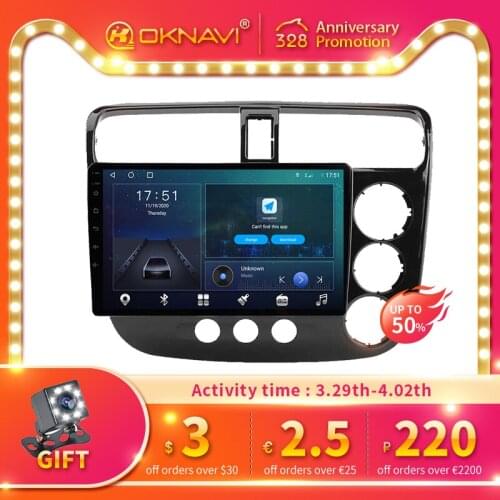 6+128G Android 10 For Honda Civic 2000 2003 2004 2005 2006 RHD GPS Navigation Android Auto Carplay DSP 4G WIFI BT No DVD Player