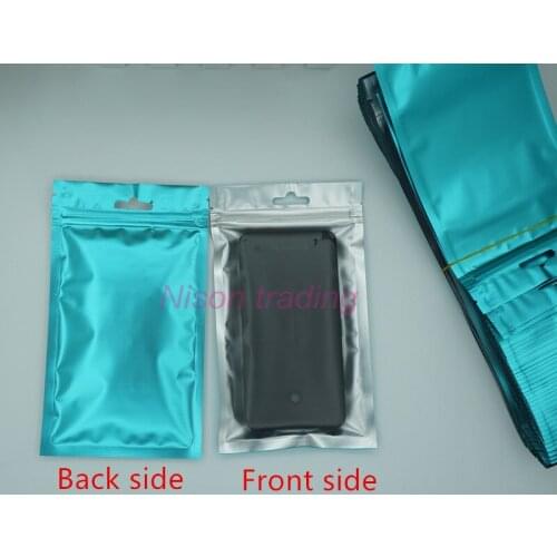 9x15cm 100pcs front matte clear back blue aluminium foil ziplock bag pack coffee, surface frosted zipper resealable coconut sack