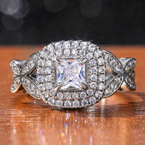 Big Bling Zircon Stone Silver Color Rings for Women Fashion Jewelry Wedding Engagement Ring 2021 Trend