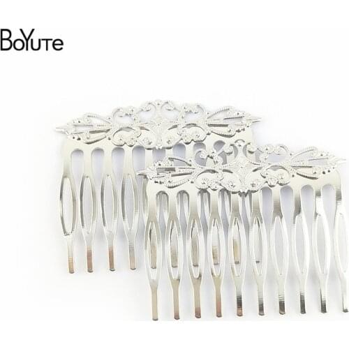 BoYuTe 20 Pieces 55*45MM Filigree Flower Metal Hair Comb 6 Colors Plated Women Hair Accessories