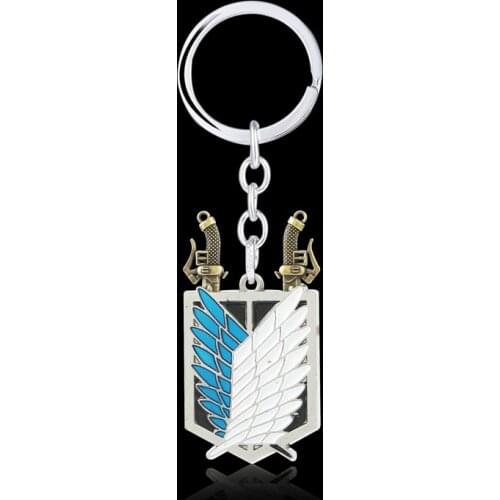 Attack on Titan Wings of Freedom Key Chain Keyrings Anime Key Holder Pendant Metal Keychains Charm Men Jewelry
