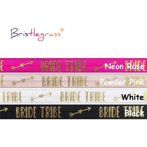 BRISTLEGRASS Combo 4 Yard 5/8" 15mm Bride Tribe Arrow Print Fold Over Elastics FOE Spandex Bands Bridal Wrist Ties Wedding Party