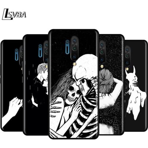 Black TPU Soft Cover Black and white lovers for OnePlus 5T 6 6T 7 7T 8 Pro Phone Case