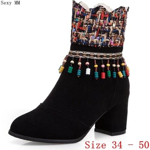 Spring Autumn High Heel Women Ankle Boots Woman Short Boots High Heel Shoes Plus Size 34 - 40 41 42 43 44 45 46 47 48 49 50