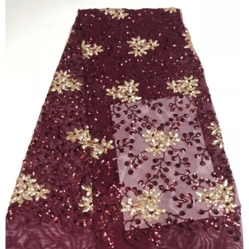 Cheap Red French Sequins Lace Fabric For Wedding 2020 High Quality African Tulle Lace Fabric Embroidered Nigerian Lace Fabrics
