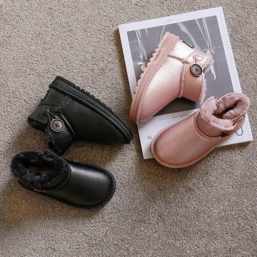 2021 winter new childrens snow boots for boys and girls waterproof leather ankle boots baby big cotton warm boots