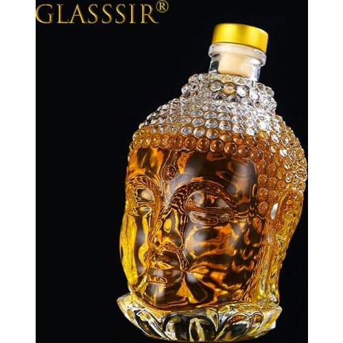 750ML Wine Decanter Buddha Head Shape Wine Glass Zen Personalized Whisky Red Wine Carafe Hand Blown Lead Free Crystal Glass