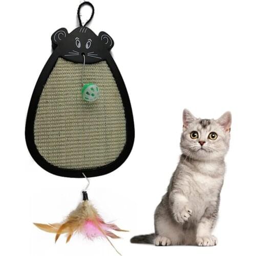 Interactive Cat Scratching Pad Toy Hanging Cat Toy With Bell Kitten Grab Feather Play Toys Cats Bite-Proof Supplies Accessories