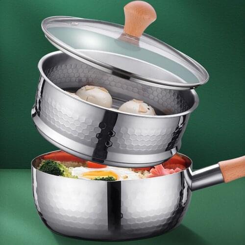 304 Stainless Steel Pan Milk pot Handle Steamer Single Baby Food Pot Household Kichen Cooking Pan