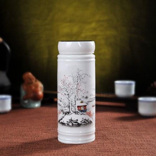 Jingdezhen ceramic insulation Cup double layer all ceramic cup Chinese style gift tea cup