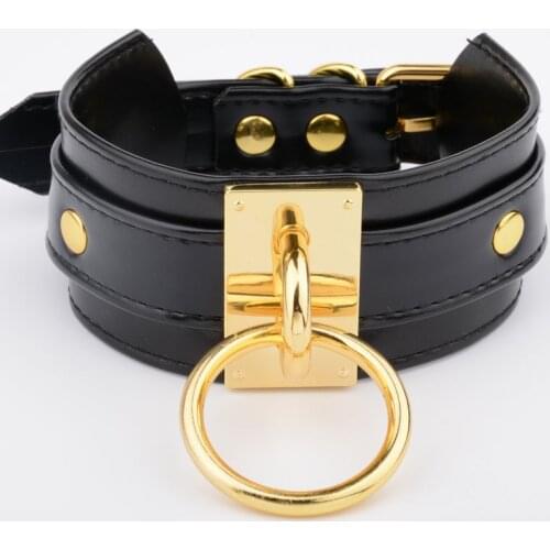 Handmade Punk Oversized Women Men Black Choker Layered Wide Collar Padlock Key Necklace for Girls BDSM Accessories