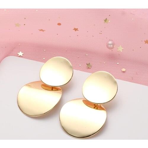 Fashion Earrings for women 2020 Korean Round Geometric Dangle Drop Earings Girls Gold Brincos Statement Earring Jewelry Gift