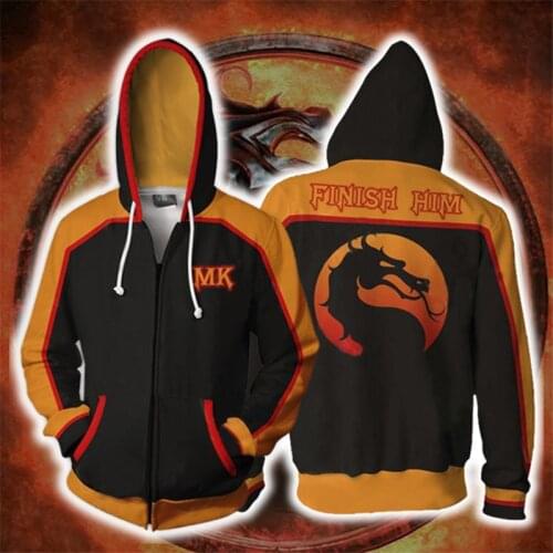 Game Mortal Kombat Cosplay Dragon Badge Zipper Hoodie Men and Women Casual Sports Sweater Anime Apparel 3D Print New