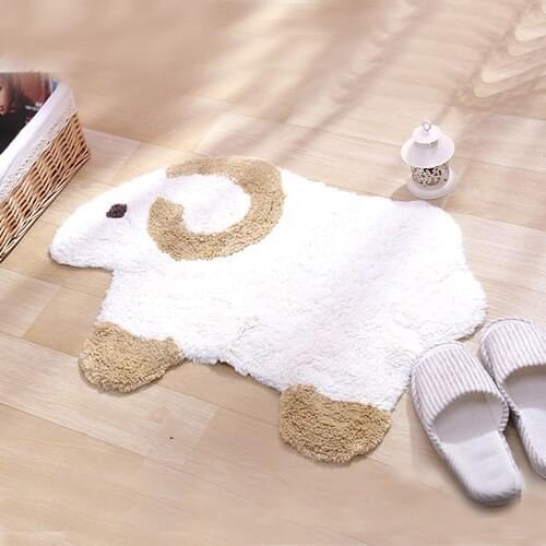 Cartoon Sheep Soft Carpet Cotton Waterproof Non-Slip Door Mat Childrens Rug