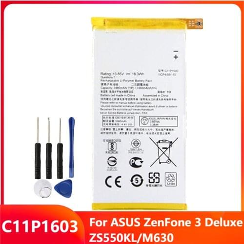 Original Phone Battery C11P1603 For ASUS Zenfone 3 ZS550 M630 Deluxe 5.7 inch Z016D ZS570KL Replacement Batteries 3000mAh