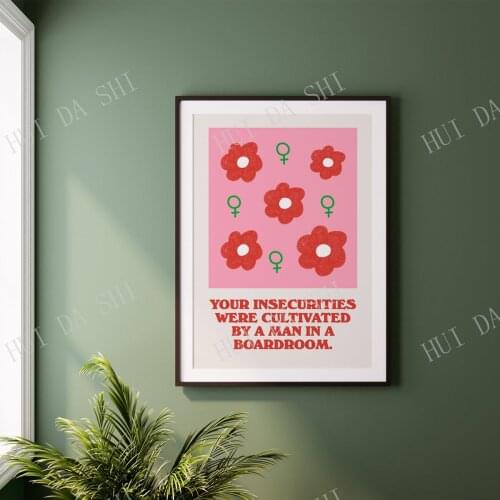 Feminist Print Poster | Feminist Quote Art Print, Feminism Print, Girl Power Poster, Pink, Retro Style Wall Art