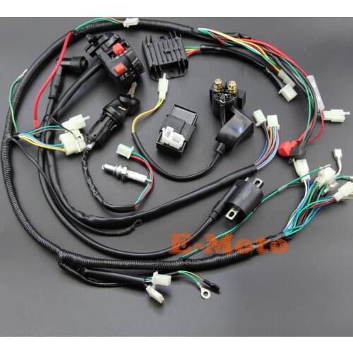 Full Wiring Harness Loom Ignition Coil CDI D8EA For 150cc 200cc 250cc 300cc Zongshen Lifan ATV Quad Buggy Electric Start Engine