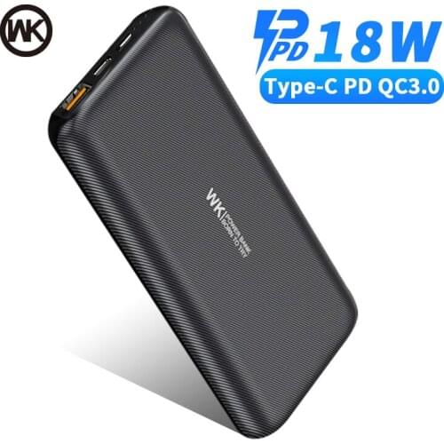 WK 18W Type-C PD QC3.0 Portable Power Bank 10000mAh Mini Powerbank External Charger Battery Pack for Xiaomi iPhone XS Samsung