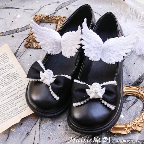 Retro Baroque Cute Little Angel Plaster Lolita Shoe Clips Wings Girls Wild Shoe Buckle Soft sister Kawaii Shoe Flower Cosplay