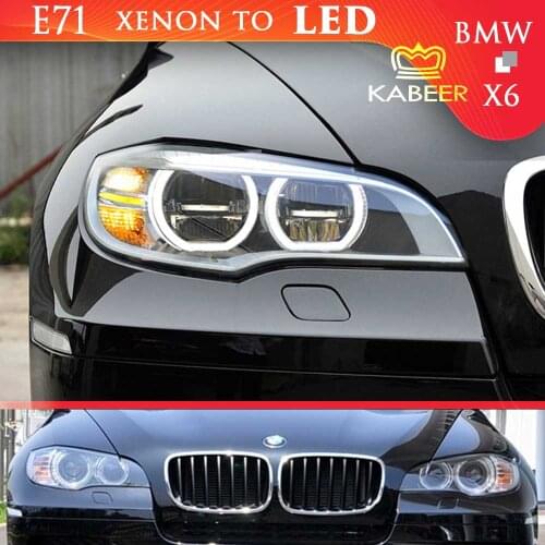 Car headlight for BMW E71 LED headlights 2007-2013 X6 upgrade modified headlight with AFS angel eye DRL