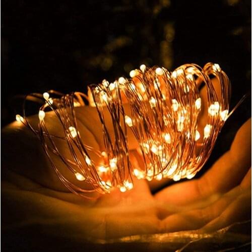 Indoor Copper Qire USB 1 Mode LED Fairy Tale Garland Wedding Christmas and New Year Holiday Atmosphere Decoration String Lights