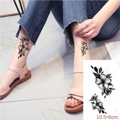 Waterproof Temporary Tattoo Sticker Lotus Rose Pattern Water Transfer Under Breast Shoulder Flower Body Art Fake Tatoo Woman Man