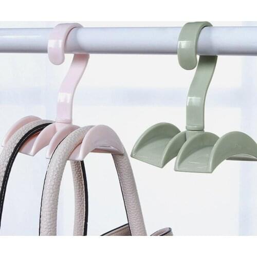 Rotation Closet Clothes Rack Plastic Bag Organizer Rod Hanger Handbag Storage Purse Hanging Rack Holder Hook Bag Clothing Hanger