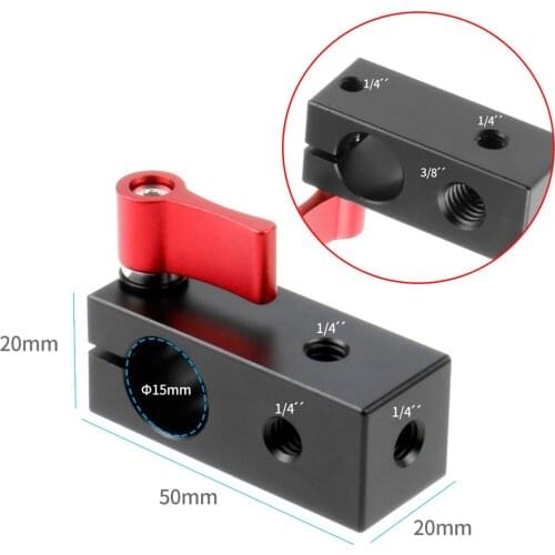 BGNING 15MM 1/4 Single Rod Hole Mount Clamp Wire Display Microphone Clip Adapter SLR Camera Rabbit Cage Clip Camera Accessory