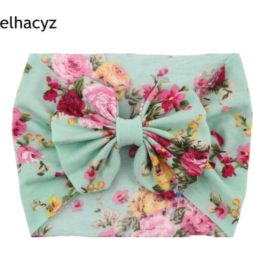 Girls 5'' Big Flowers Hair Bow Headband For Kids Spring Large Flower Turban Elastic Hair Band Girls Floral Hair Accessories