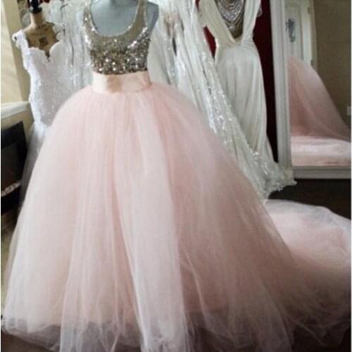 Vintage Tuffy Tulle Skirts For Bridal With Bow High Quality Long Tulle Skirt Women Custom Made Wide Waistband Zipper Saia