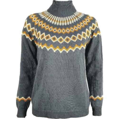 Plus Size Women Turtleneck Sweater Autumn Jacquard Weave Long Sleeve Jumpers Pullover Knit Sweater Streetwear