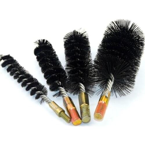 1Pc 55/60/65/70/75/80/85/90/100mm Diameter Stainless Steel Round Wire Tube Pipe Cleaning Brush Bristles 6mm 12mm Thread