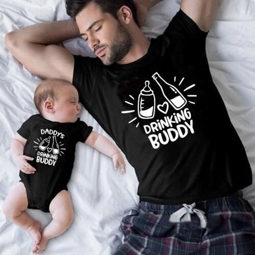 1PC Drinking Buddies Milk and Beer Family Matching Shirts Father and Son/Daughter Dad and Son Daddy and Me Shirts New Dad Gift
