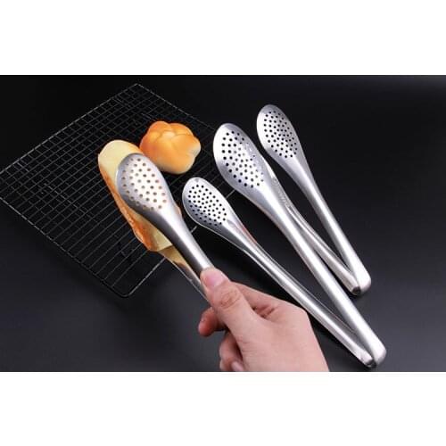 1PC Stainless Steel Food Tongs Kitchen Utensils Buffet Cooking Tool Anti Heat Bread Clip Pastry Clamp Barbecue Kitchen PM 008