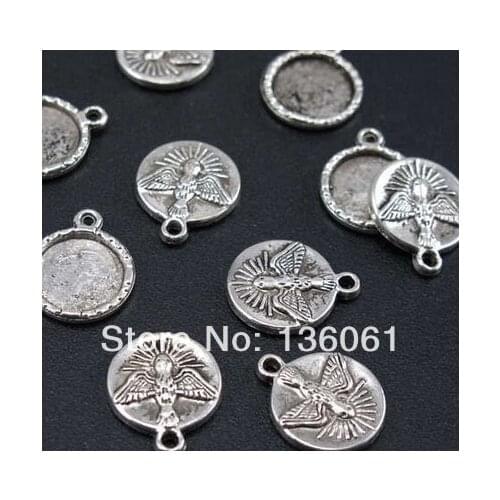 10pcs Vintage Silvers Angel Eagle Slide Charms Pendants For Jewelry Making Findings Bracelets Accessories DIY Gift 15x13mm