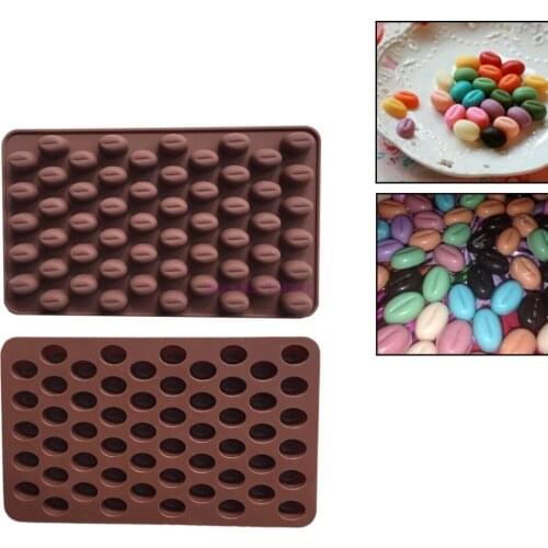 100pcs Silicone 55 Cavity Mini Coffee Beans Chocolate Sugar Candy Mold Mould Cake Decorating Tools Baking Fondant Mold