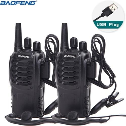 2pcs BaoFeng mini Walkie Talkie USB charger adapter BF-888S UHF 400-470MHZ two Way Radio Station Long Range portable Transceiver