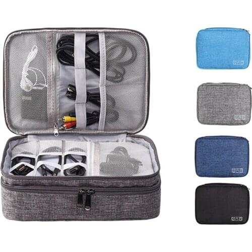 3-Layers Data Cable Storage Bag Multi-function Waterproof Office Organizer Portable Travel Packaging Bag Toiletries Storage Bag