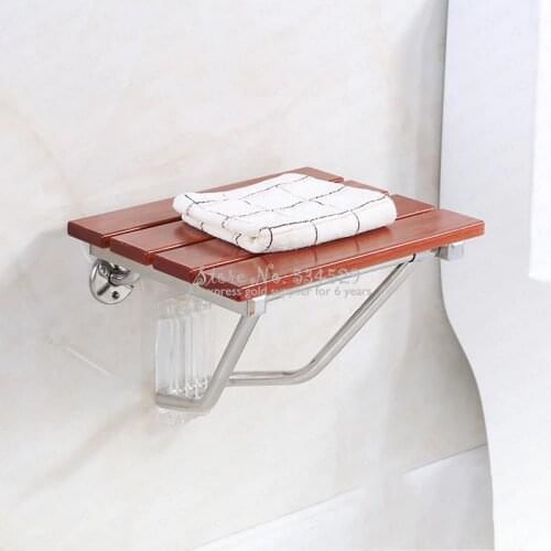 30% Solid Wood Bath Stool Folding Stool Seat Bathroom Wall Seat Stool Non-slip Shower Wall Chair Living Room Wall Hanging