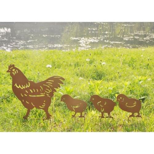 4PCS Chicken Family Silhouette Animal Shape Yard Chicken Home Decoration