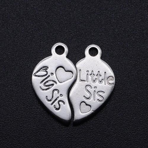 5pcs/lot 100% Stainless Steel Sisters DIY Charm Pendant Wholesale Necklace Pendants Accept OEM Order Jewelry Making Charms
