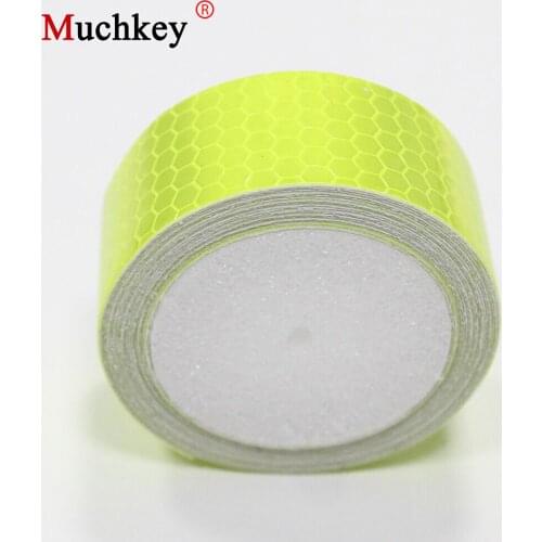 5CM*2M Car Sticker Honeycomb Shape Automobile Safety Warning Reflective Tape Microprism Sticker Fluorescent Green Car-styling