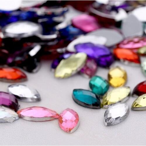 50pcs packing 5x10mm sewing crystal Flatback Rhinestones Sew On Crystals Stones Horse Eye Acrylic Strass For DIY Clothes Crafts